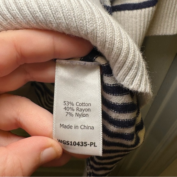 Market & Spruce Navy/White Striped Knit 3/4 Sleeve Top size 1X - Picture 7 of 8